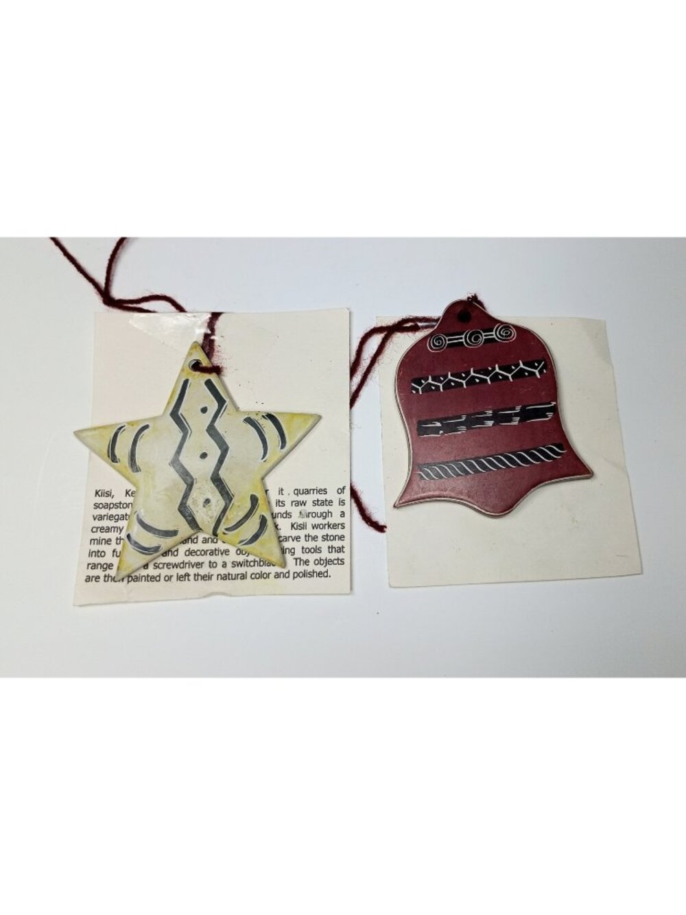 Handmade Soapstone Etched Christmas Ornaments NEW Star Bell Holiday